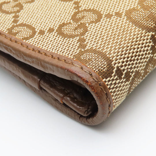 GUCCI Long Wallet Purse 346058 GG canvas, leather Brown Women Used Authentic