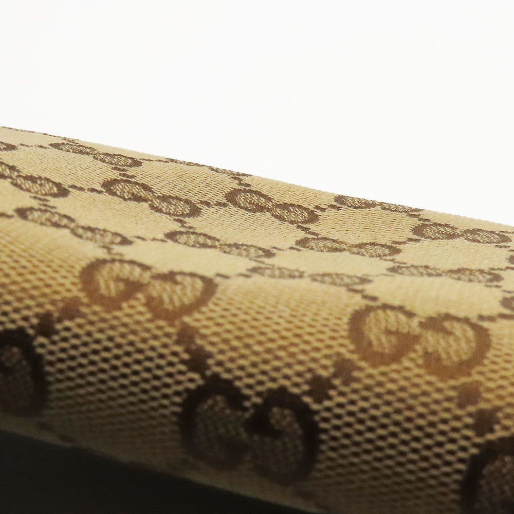 GUCCI Long Wallet Purse 346058 GG canvas, leather Brown Women Used Authentic