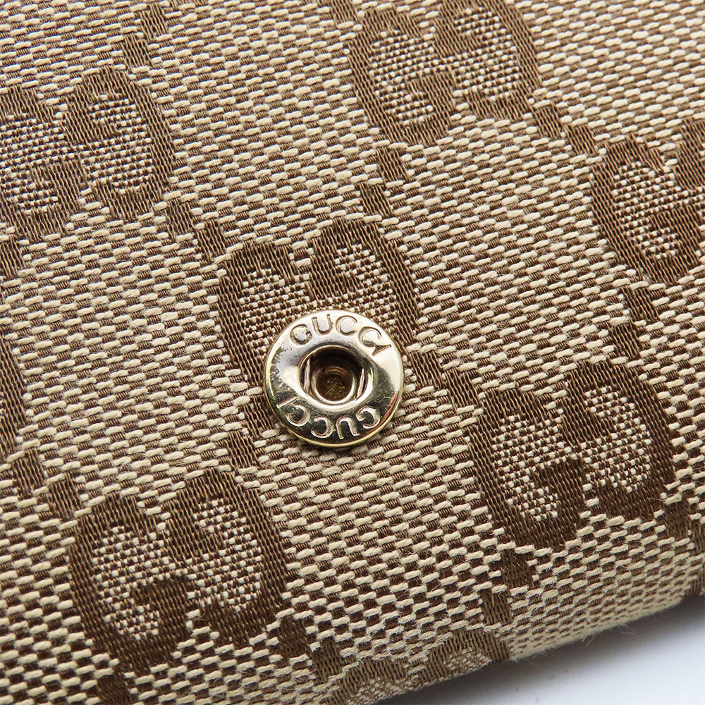 GUCCI Long Wallet Purse 346058 GG canvas, leather Brown Women Used Authentic