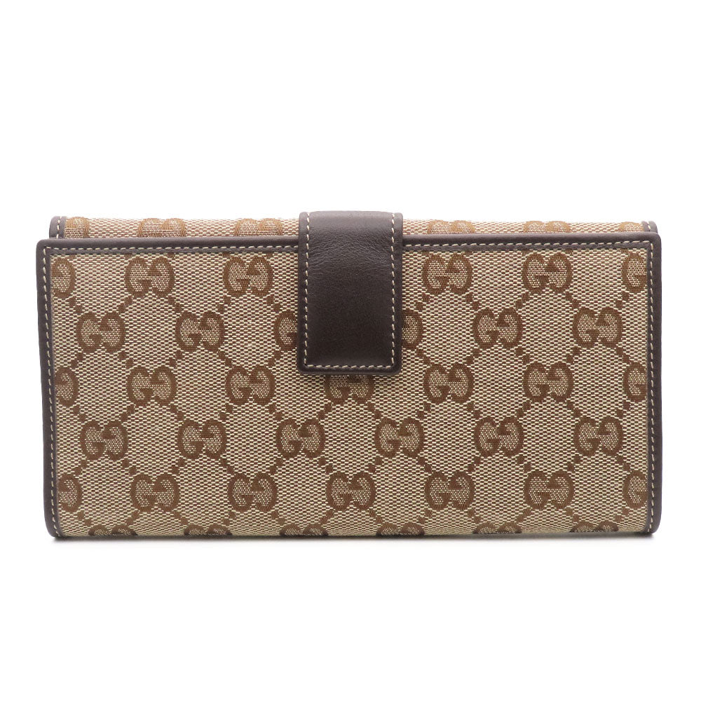 GUCCI Long Wallet Purse 245723 GG canvas, leather Brown Women Used Authentic