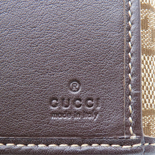 GUCCI Long Wallet Purse 245723 GG canvas, leather Brown Women Used Authentic