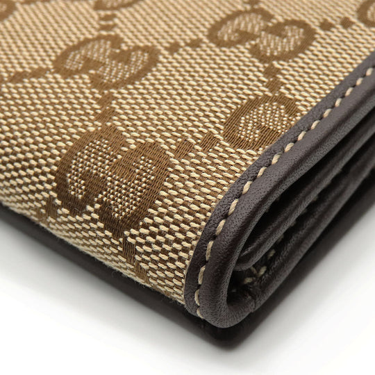 GUCCI Long Wallet Purse 245723 GG canvas, leather Brown Women Used Authentic