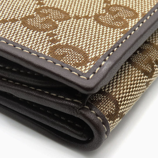 GUCCI Long Wallet Purse 245723 GG canvas, leather Brown Women Used Authentic