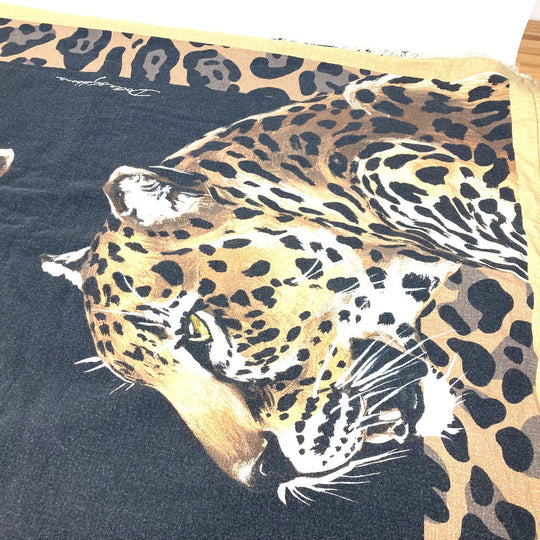 DOLCE&GABBANA towel cotton black blanket Leopard, Extra Large, Leopard, Panther unisex(Unisex) Used Authentic
