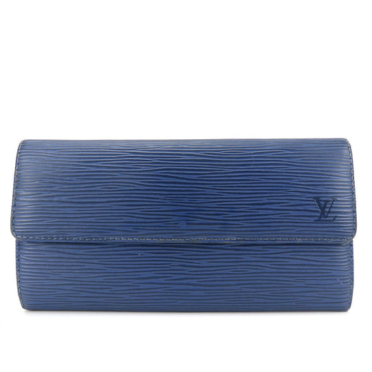 LOUIS VUITTON Bifold Wallet Epi Leather blue Portefeuille Sarah