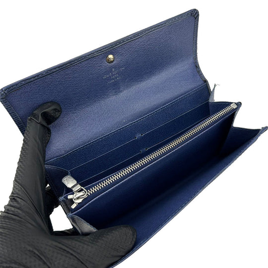 LOUIS VUITTON Bifold Wallet Epi Leather blue Portefeuille Sarah