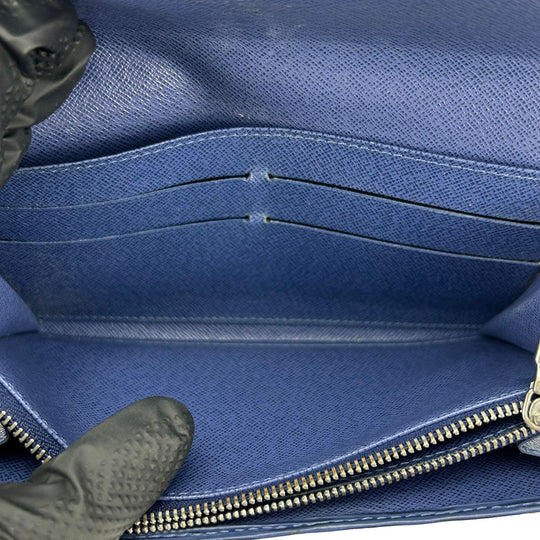 LOUIS VUITTON Bifold Wallet Epi Leather blue Portefeuille Sarah