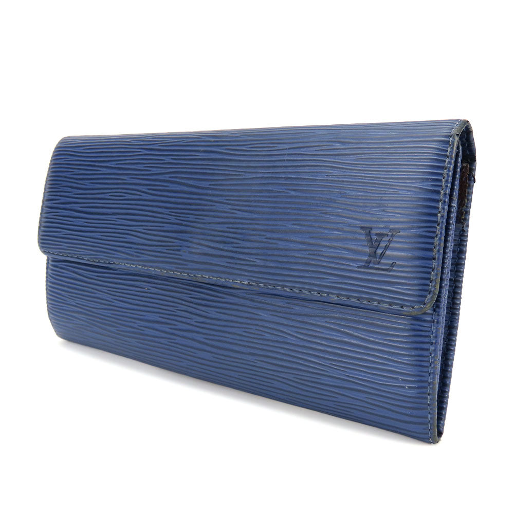 LOUIS VUITTON Bifold Wallet Epi Leather blue Portefeuille Sarah