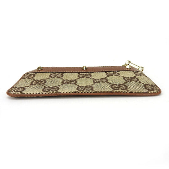 GUCCI Coin case 120971 GG canvas, leather Brown Women Used Authentic