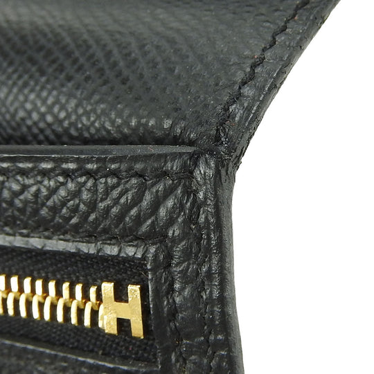 HERMES Long Wallet Purse Epsom black Beansufla unisex(Unisex) Used Authentic