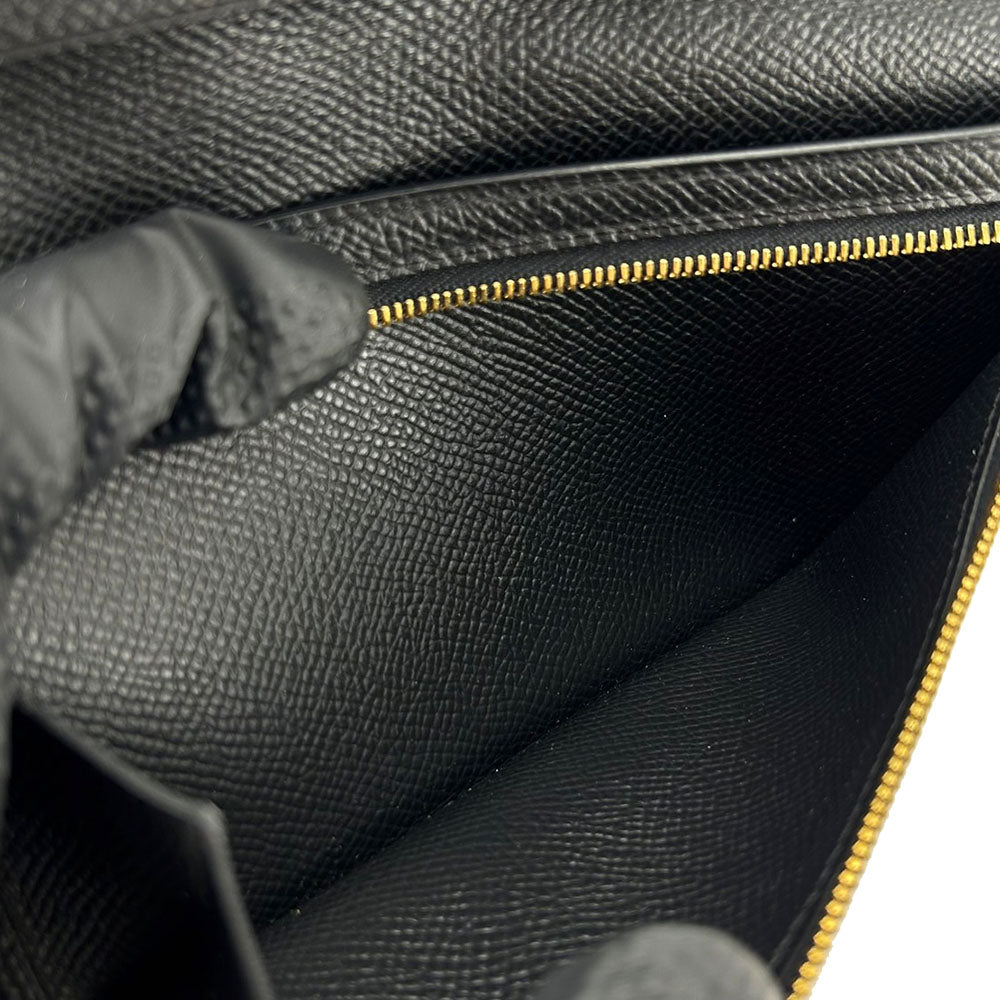 HERMES Long Wallet Purse Epsom black Beansufla unisex(Unisex) Used Authentic