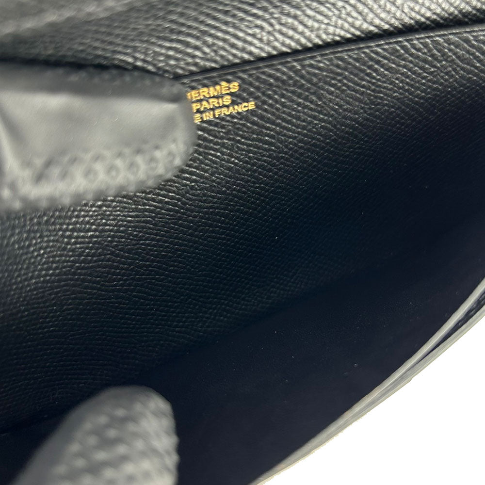 HERMES Long Wallet Purse Epsom black Beansufla unisex(Unisex) Used Authentic