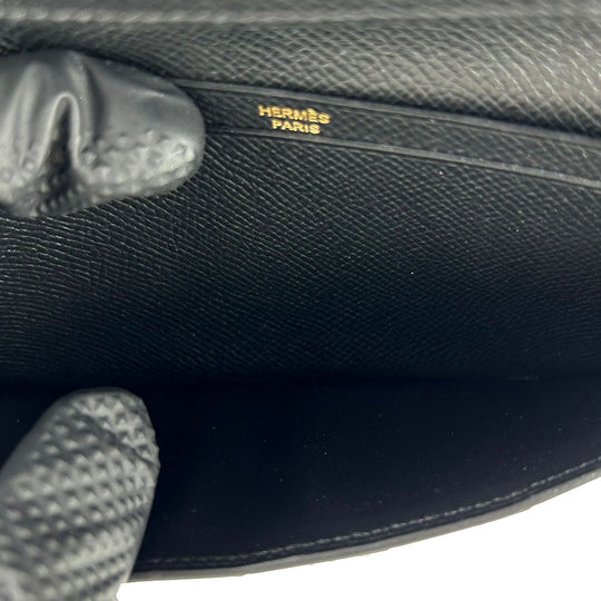HERMES Long Wallet Purse Epsom black Beansufla unisex(Unisex) Used Authentic