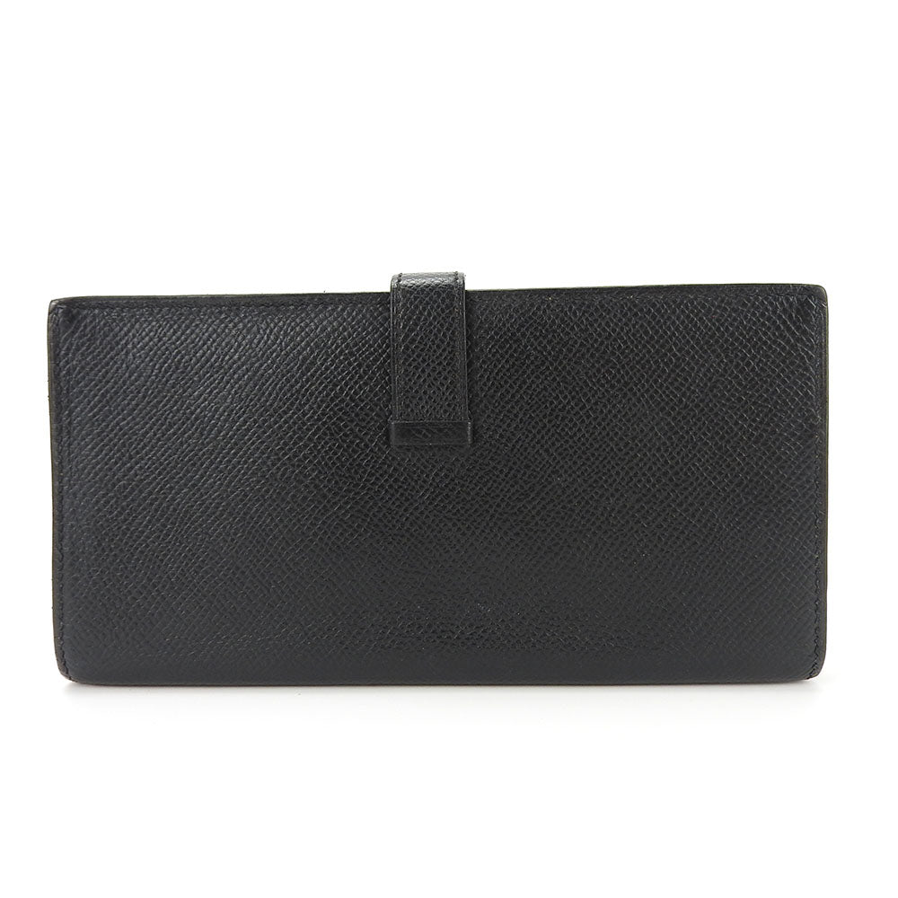 HERMES Long Wallet Purse Epsom black Beansufla unisex(Unisex) Used Authentic