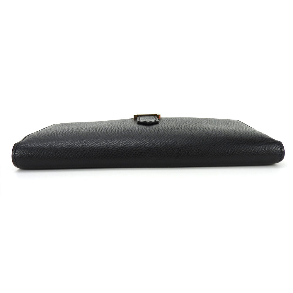 HERMES Long Wallet Purse Epsom black Beansufla unisex(Unisex) Used Authentic