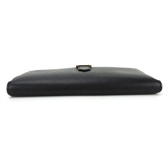 HERMES Long Wallet Purse Epsom black Beansufla unisex(Unisex) Used Authentic