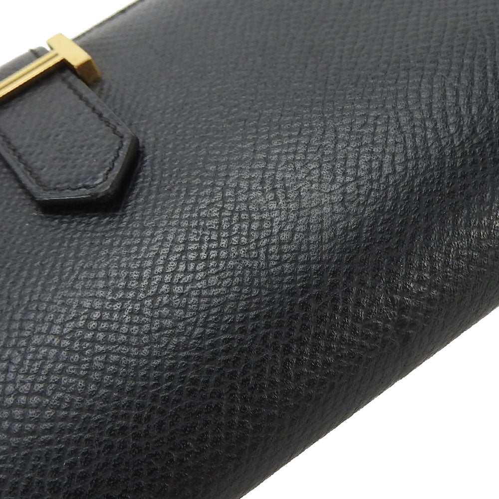 HERMES Long Wallet Purse Epsom black Beansufla unisex(Unisex) Used Authentic