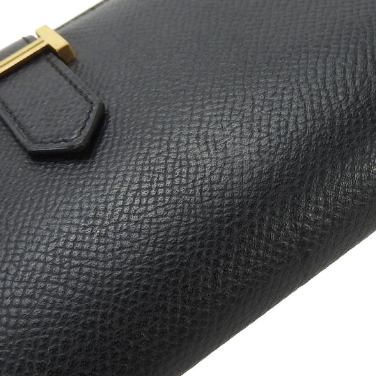 HERMES Long Wallet Purse Epsom black Beansufla unisex(Unisex) Used Authentic