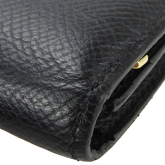 HERMES Long Wallet Purse Epsom black Beansufla unisex(Unisex) Used Authentic