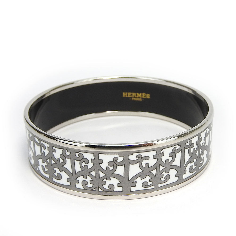 HERMES Bangle Enamel, Metal white Emilel GM Women Used Authentic