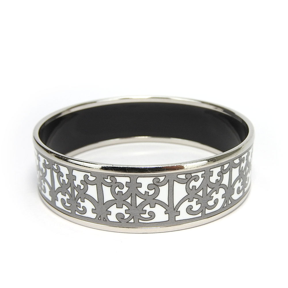 HERMES Bangle Enamel, Metal white Emilel GM Women Used Authentic