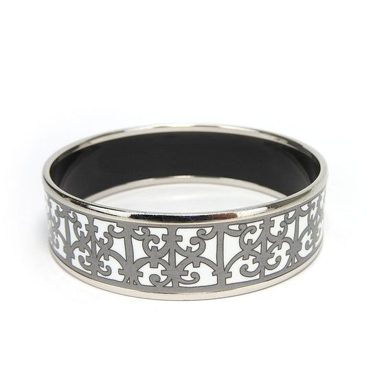 HERMES Bangle Enamel, Metal white Emilel GM Women Used Authentic