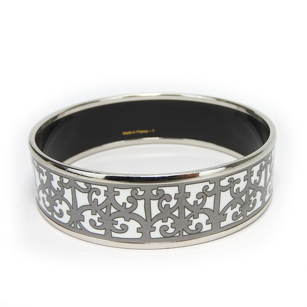 HERMES Bangle Enamel, Metal white Emilel GM Women Used Authentic