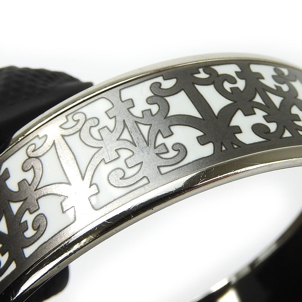HERMES Bangle Enamel, Metal white Emilel GM Women Used Authentic