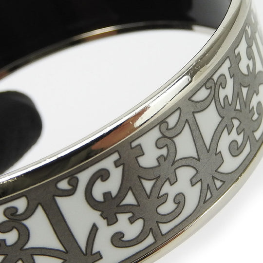 HERMES Bangle Enamel, Metal white Emilel GM Women Used Authentic