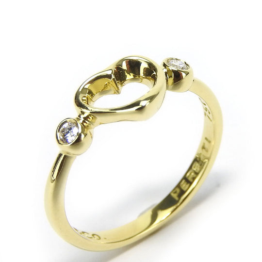 TIFFANY&Co. Ring K18 Yellow Gold, Diamond Yellow Gold Open heart Women Used Authentic