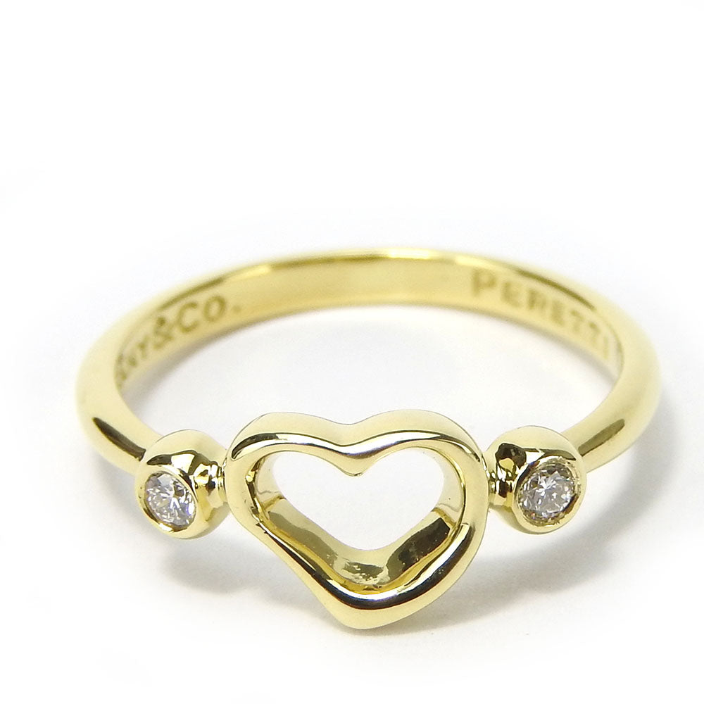 TIFFANY&Co. Ring K18 Yellow Gold, Diamond Yellow Gold Open heart Women Used Authentic