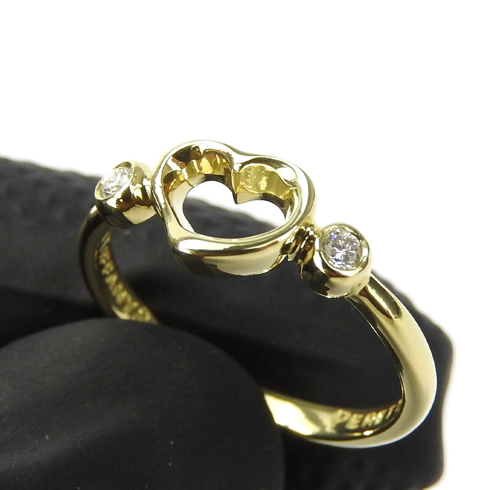 TIFFANY&Co. Ring K18 Yellow Gold, Diamond Yellow Gold Open heart Women Used Authentic