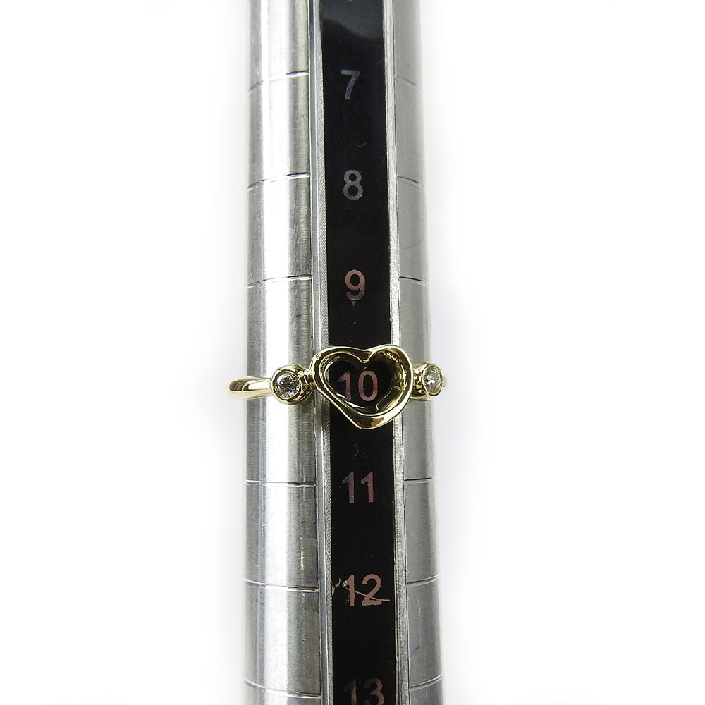 TIFFANY&Co. Ring K18 Yellow Gold, Diamond Yellow Gold Open heart Women Used Authentic