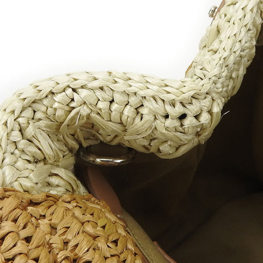 PRADA Handbag BN2889 Raffia Brown Canapa Women Used Authentic