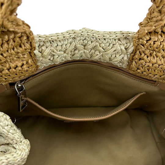 PRADA Handbag BN2889 Raffia Brown Canapa Women Used Authentic