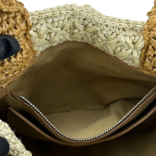 PRADA Handbag BN2889 Raffia Brown Canapa Women Used Authentic