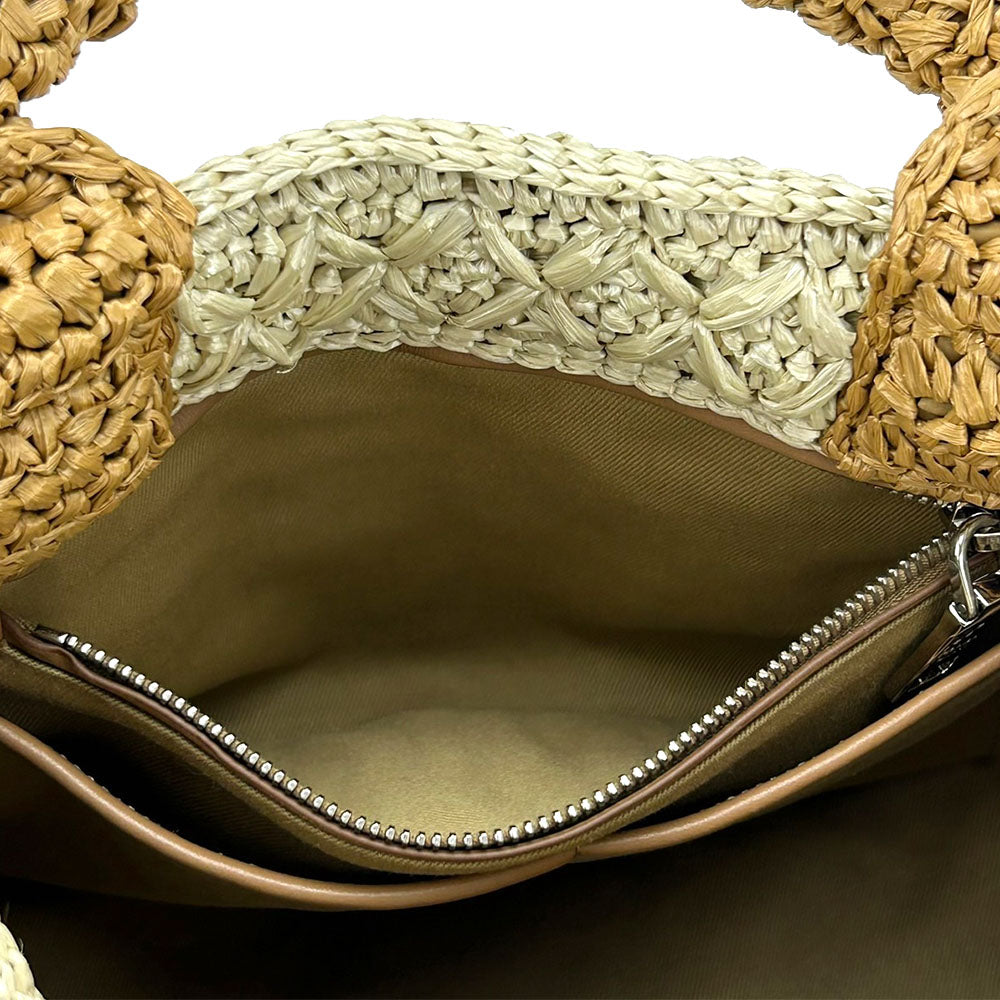 PRADA Handbag BN2889 Raffia Brown Canapa Women Used Authentic