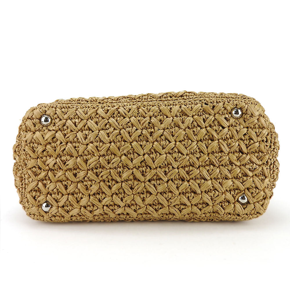 PRADA Handbag BN2889 Raffia Brown Canapa Women Used Authentic