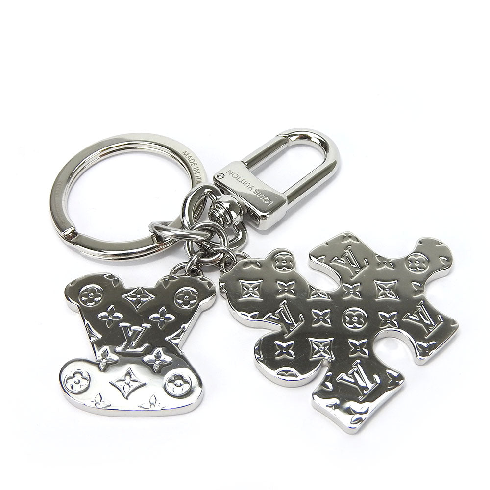 LOUIS VUITTON key ring MP3453 Metal, Leather blue Portocle LV Puzzle unisex(Unisex) Used Authentic