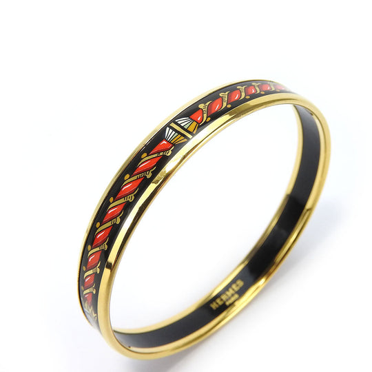 HERMES Bangle Enamel, Metal gold Emaille PM Women Used Authentic