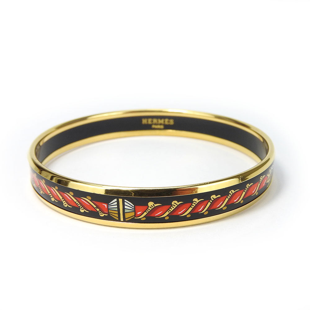 HERMES Bangle Enamel, Metal gold Emaille PM Women Used Authentic