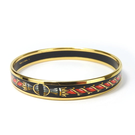 HERMES Bangle Enamel, Metal gold Emaille PM Women Used Authentic