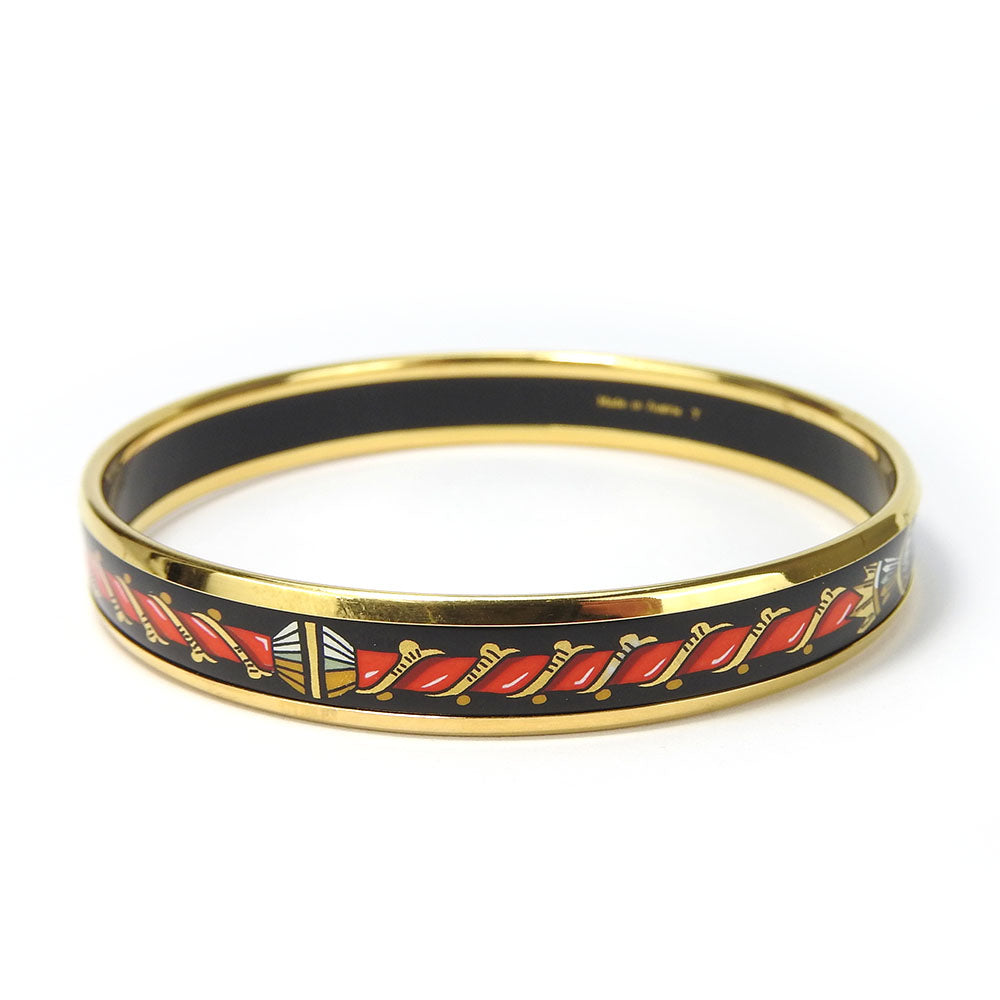 HERMES Bangle Enamel, Metal gold Emaille PM Women Used Authentic