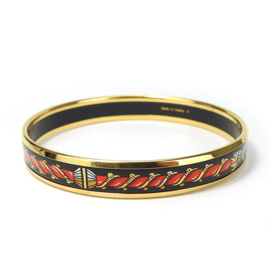 HERMES Bangle Enamel, Metal gold Emaille PM Women Used Authentic
