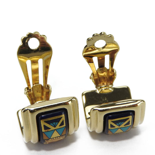 HERMES Earring Metal, Cloisonne multicolor Emile Women Used Authentic