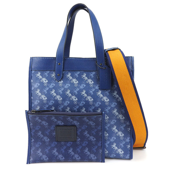 COACH Handbag 89143 Leather, PVC blue Hose & carriage Women Used Authentic