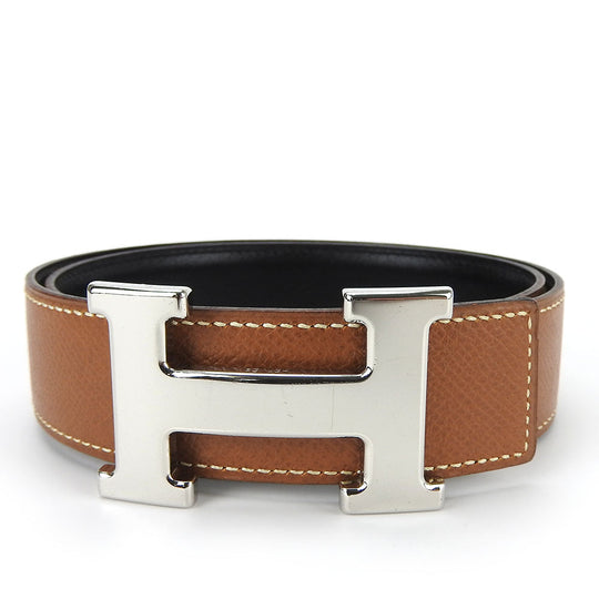 HERMES belt Courchevel , Box calf gold Constance Women Used Authentic