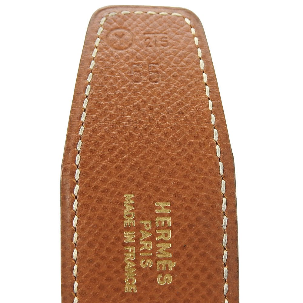 HERMES belt Courchevel , Box calf gold Constance Women Used Authentic