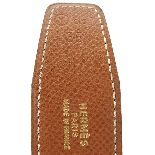 HERMES belt Courchevel , Box calf gold Constance Women Used Authentic