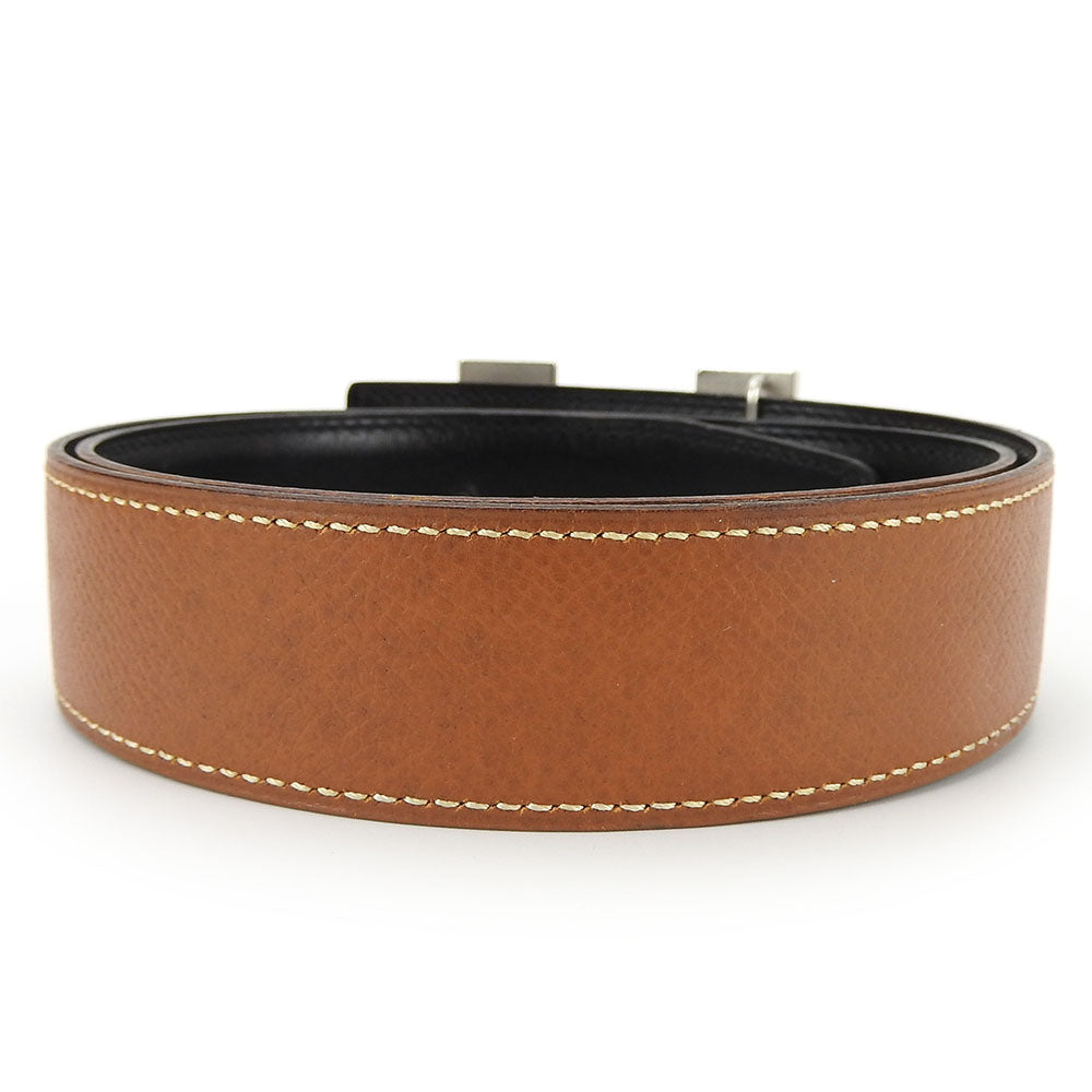 HERMES belt Courchevel , Box calf gold Constance Women Used Authentic